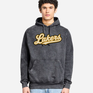 Lane Seven Unisex Vintage Raglan Hoodie Sweatshirt with Lakers Applique
