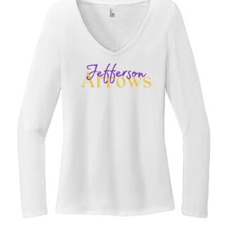 Full Logo Jefferson Arrows 2 Color District® Women’s Perfect Tri® Long Sleeve V-Neck Tee